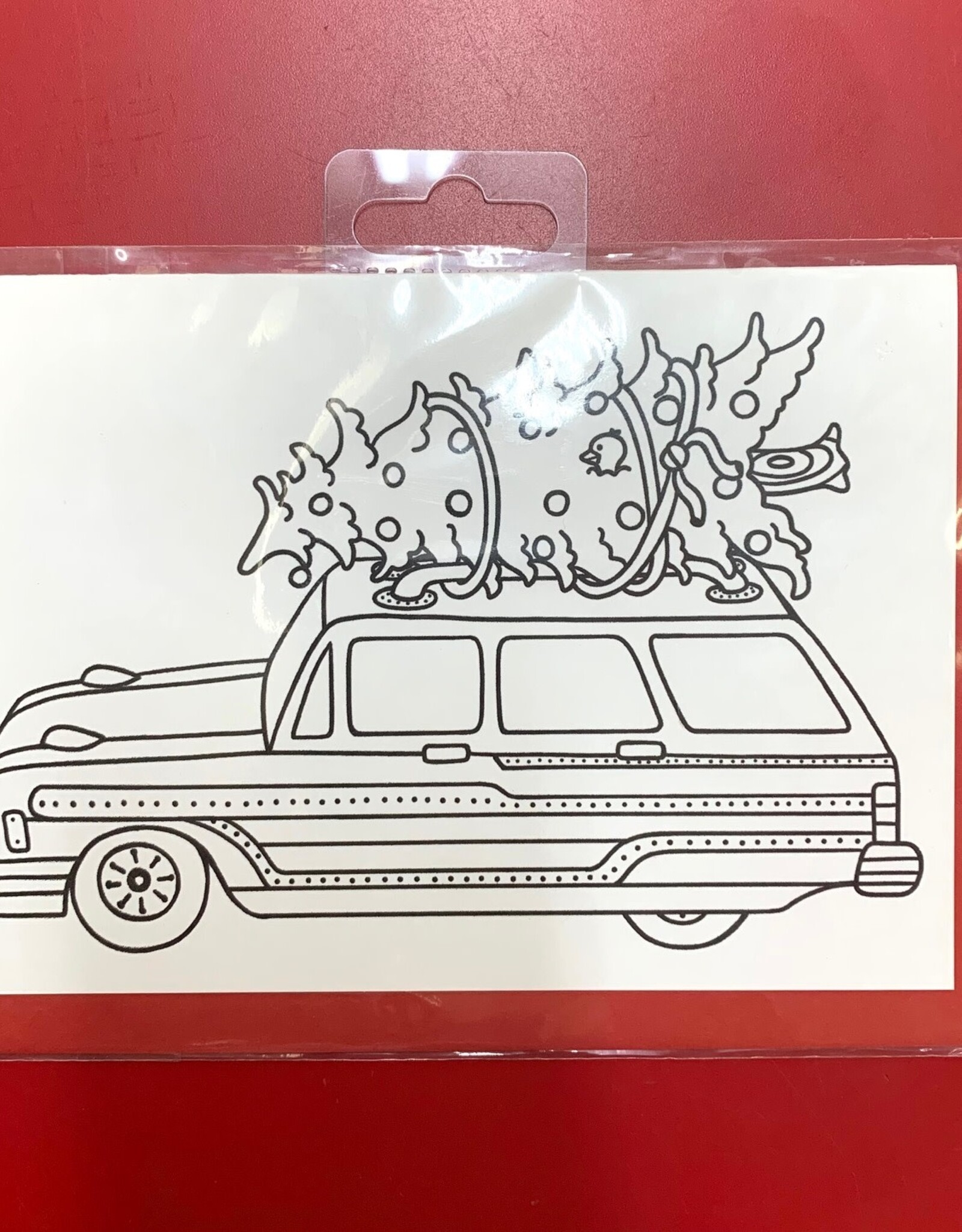 Crystal Salamon Christmas Station Wagon - Colouring Card