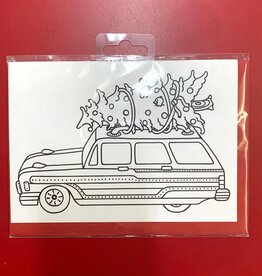 Crystal Salamon Christmas Station Wagon - Colouring Card
