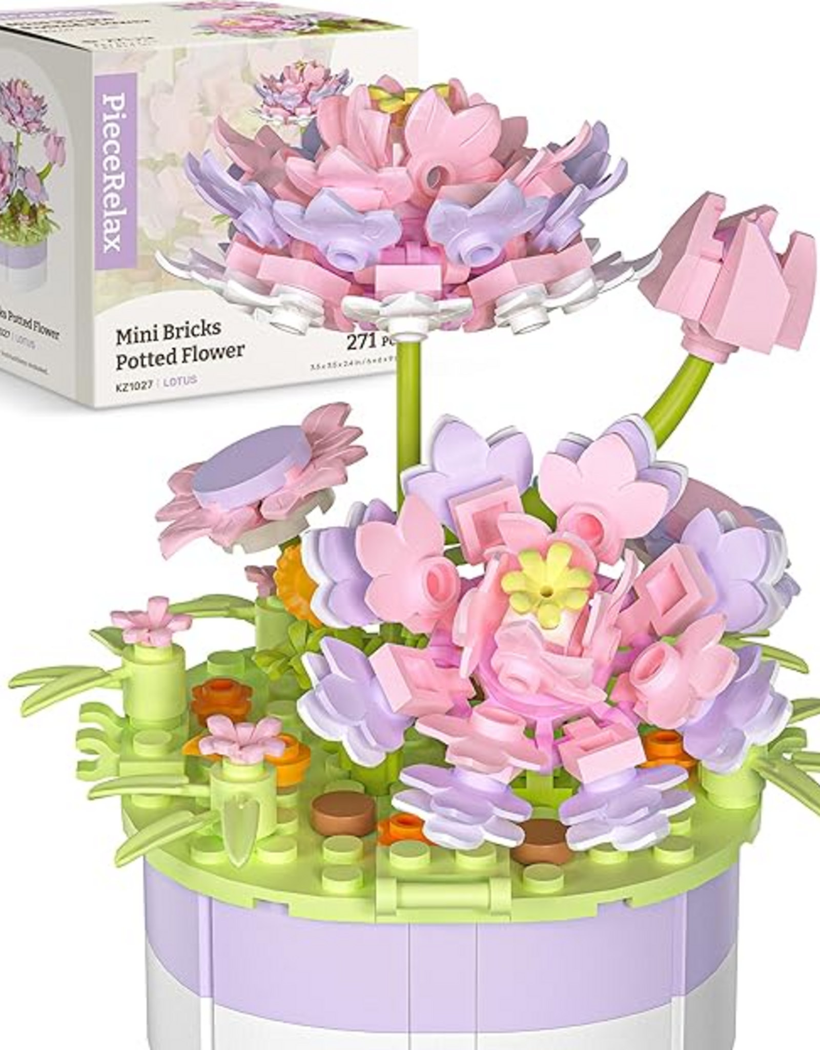 PieceRelax Mini Bricks Potted Flower - Lotus
