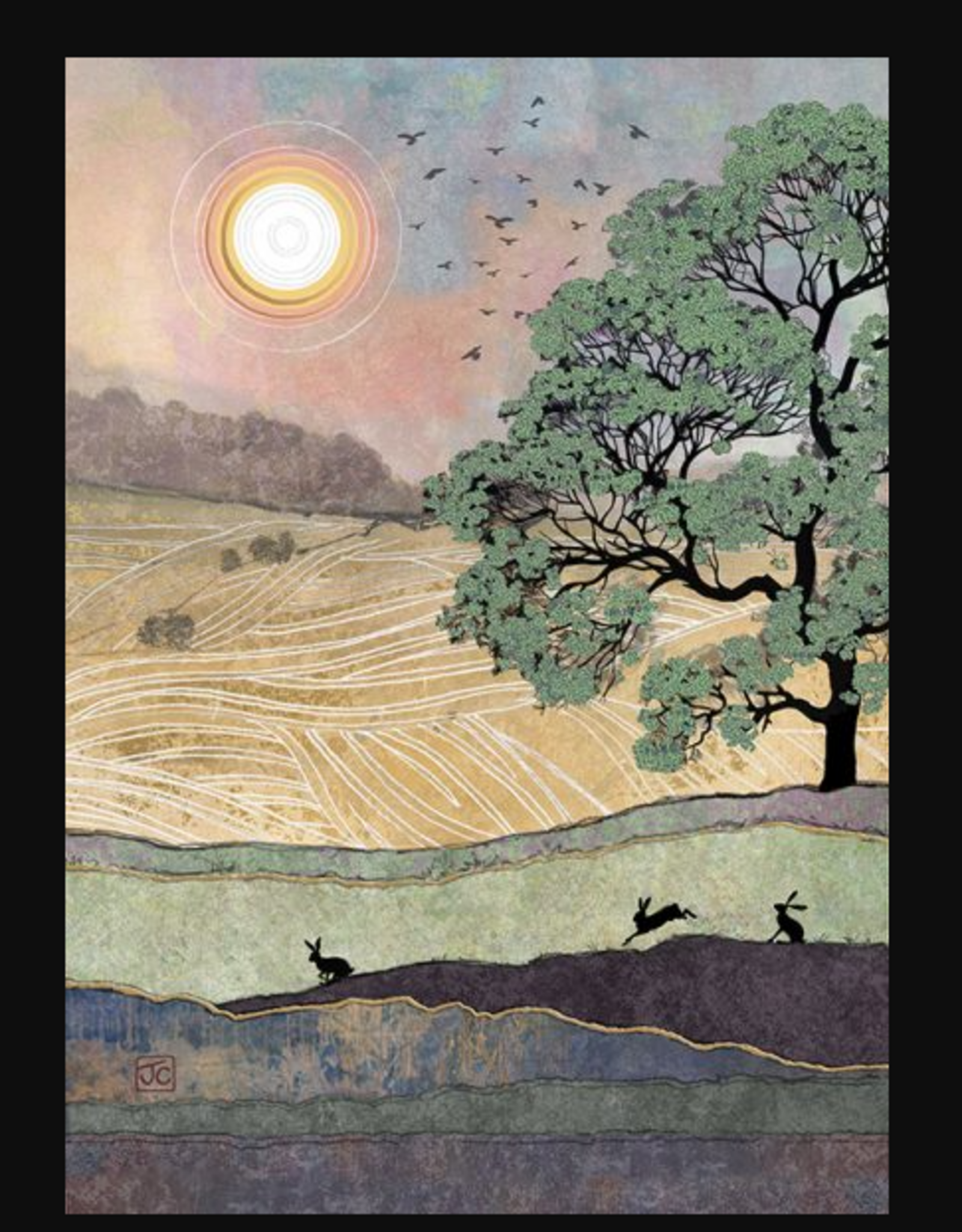 Bug Art Greeting Card - Three Hares