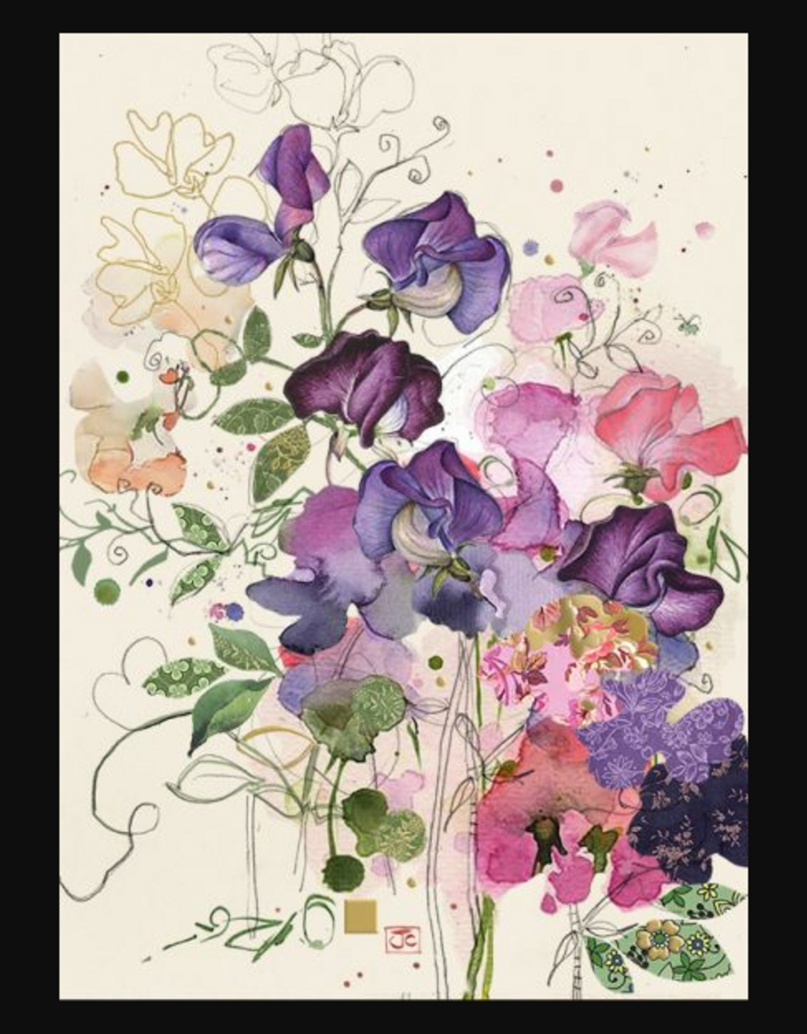 Bug Art Greeting Card - Sweet Peas