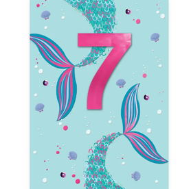 Crackerjack Card Mermaids 7 -  Inside "You’re seven! Have a super, sparkly mer-mazing birthday"