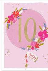 Lemon & Lime Card Balloon 10 - Inside "Double digits! Happy 10th birthday"