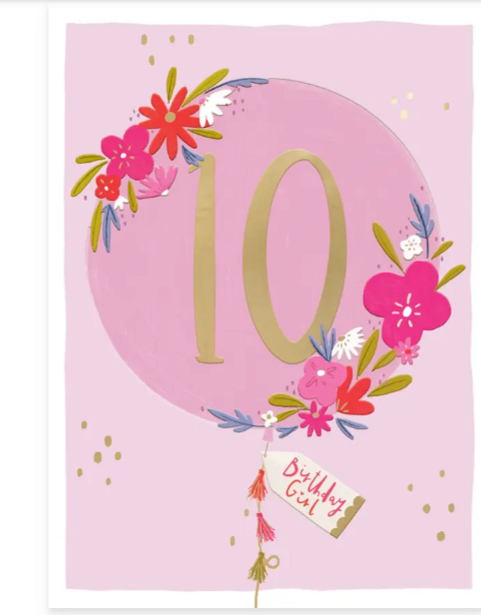 Lemon & Lime Card Balloon 10 - Inside "Double digits! Happy 10th birthday"