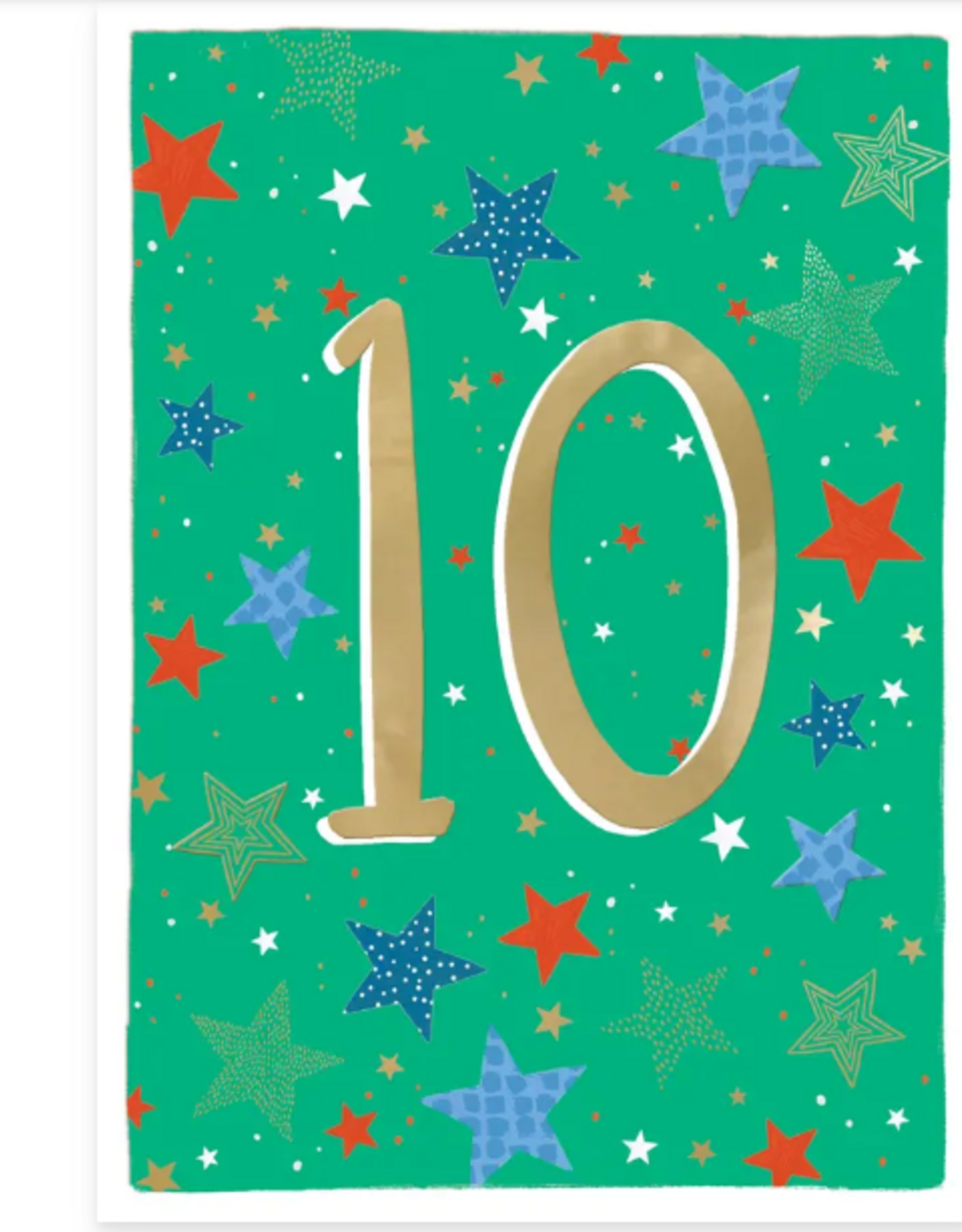 Lemon & Lime Card Stars 10 - Inside "Double digits! Happy 10th birthday"