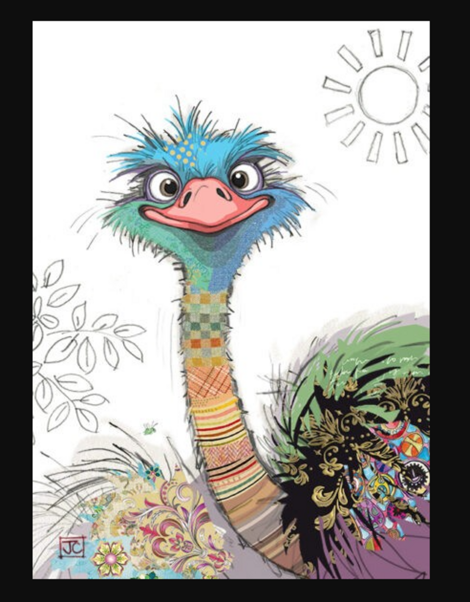 Bug Art Greeting Card - Oscar Ostrich