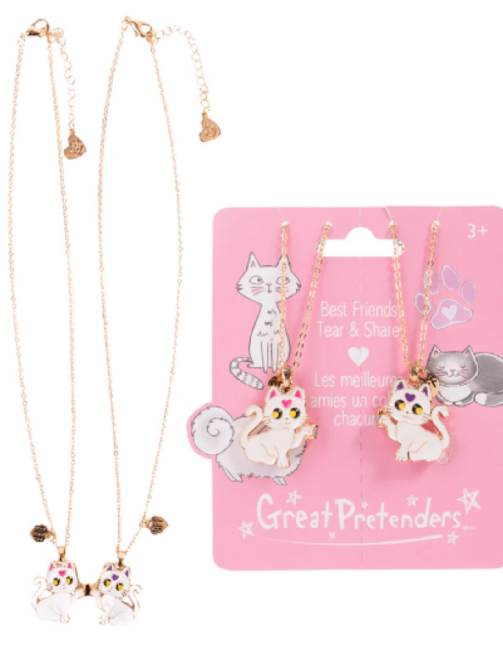 Great Pretenders Smitten Kitten Tear & Share Necklaces 2pc