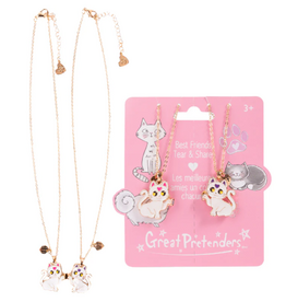 Great Pretenders Smitten Kitten Tear & Share Necklaces 2pc