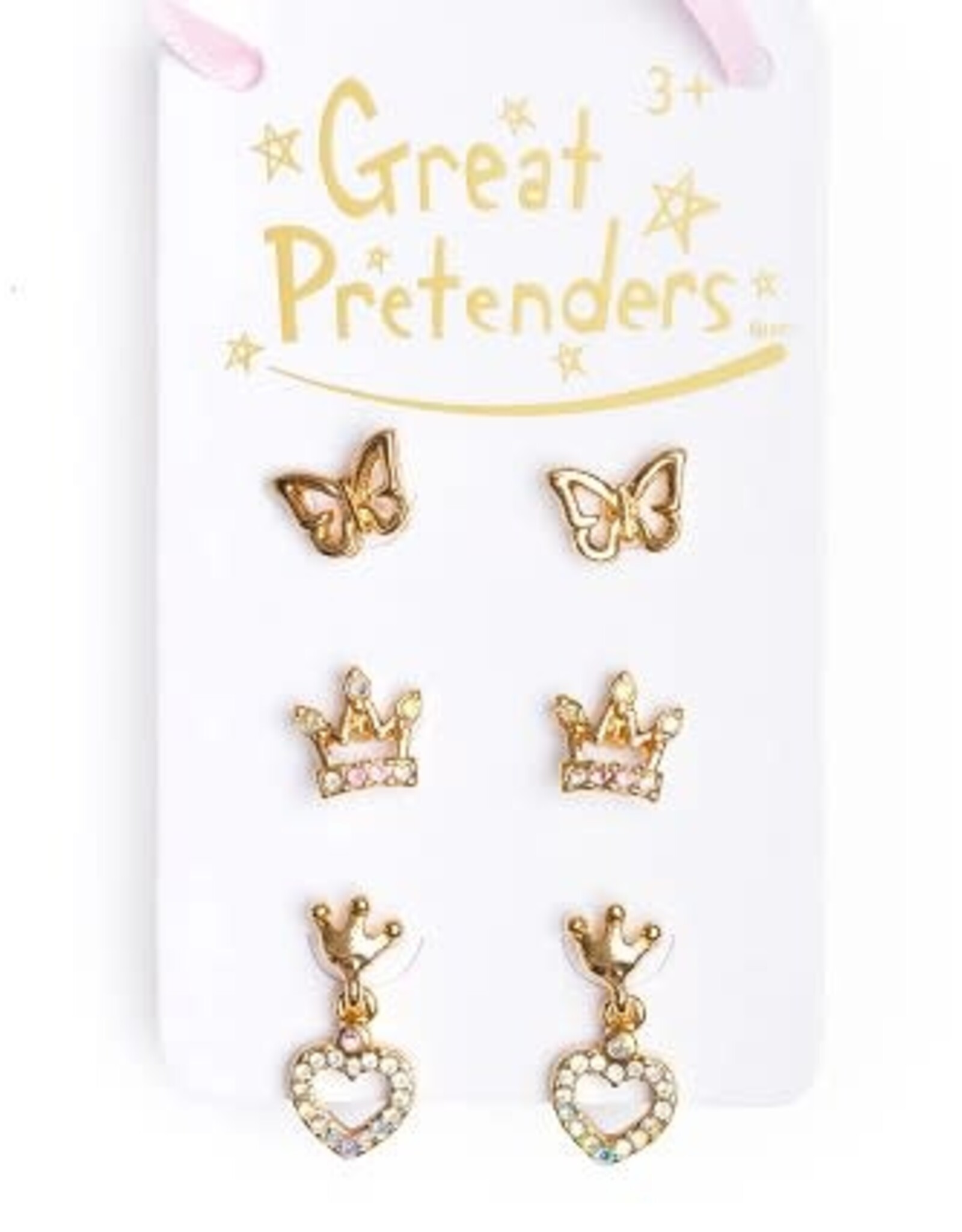 Great Pretenders Boutique Royal Crown Studded Earrings, 3 Pr