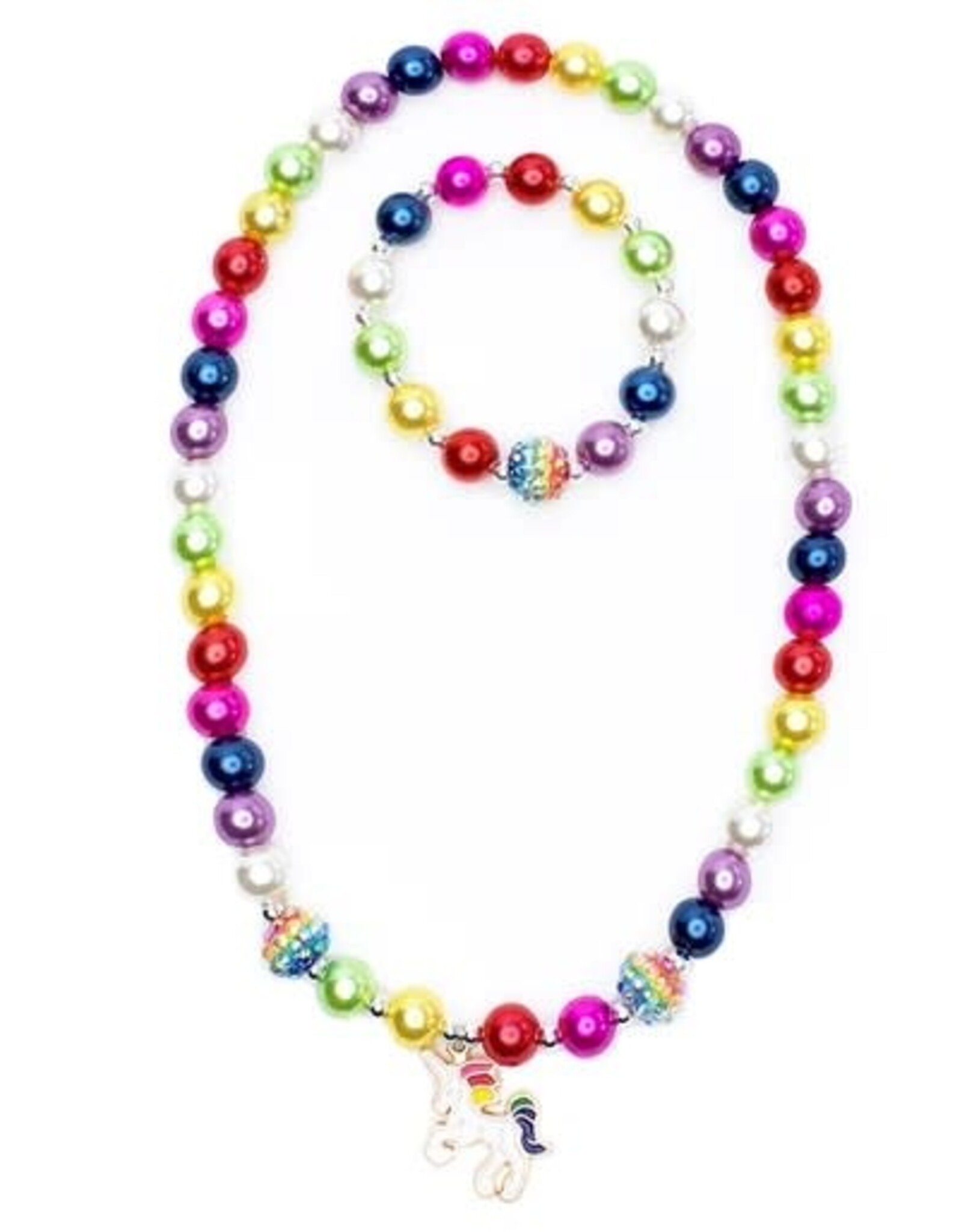 Great Pretenders Gumball Rainbow Necklace & Bracelet Set, 2pc