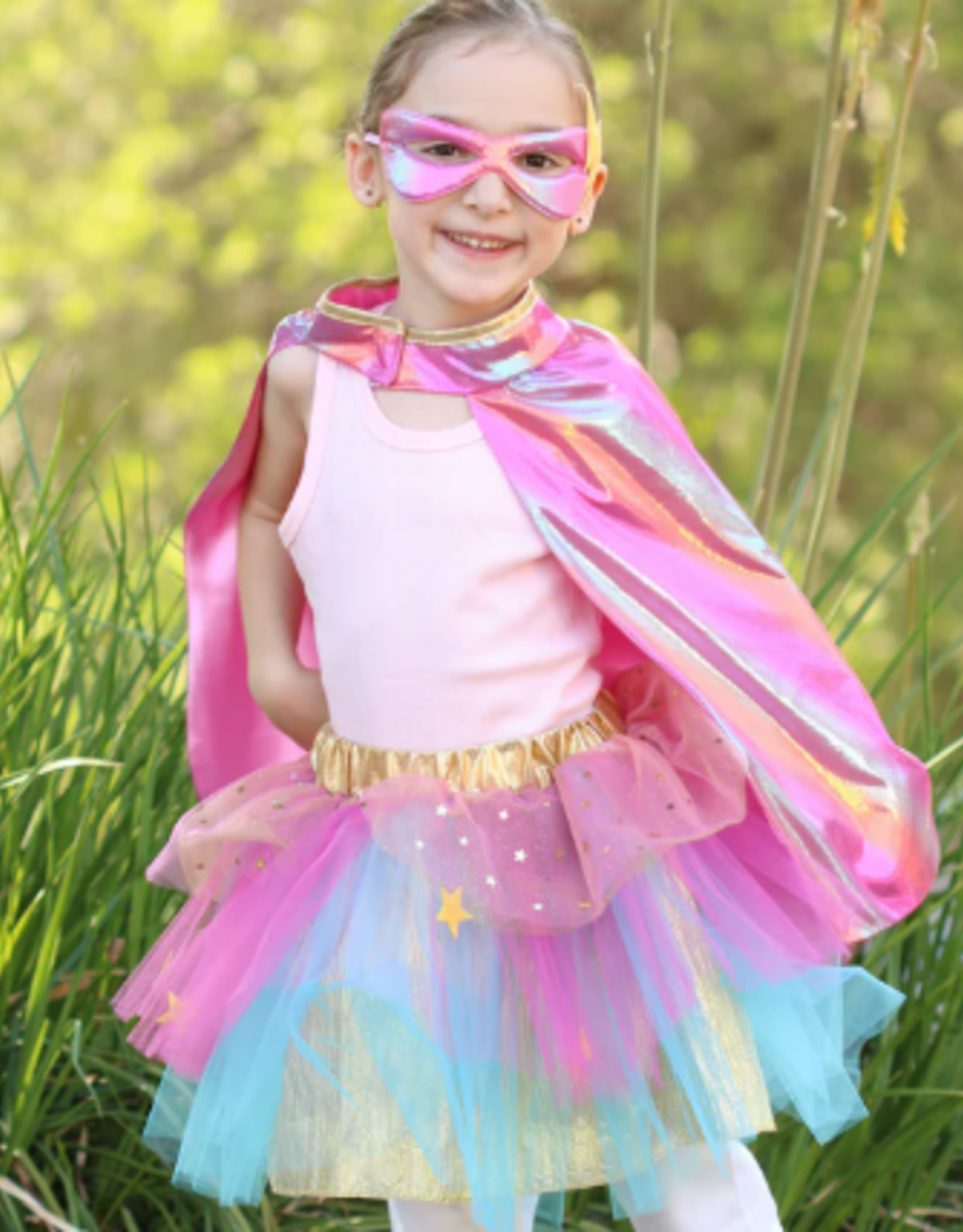 Great Pretenders Super-duper Tutu, Cape, & Mask, Pink/Gold, Size 4-6