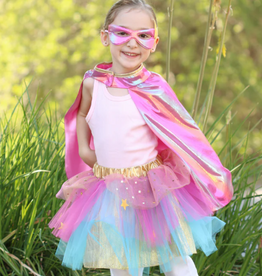 Great Pretenders Super-duper Tutu, Cape, & Mask, Pink/Gold, Size 4-6