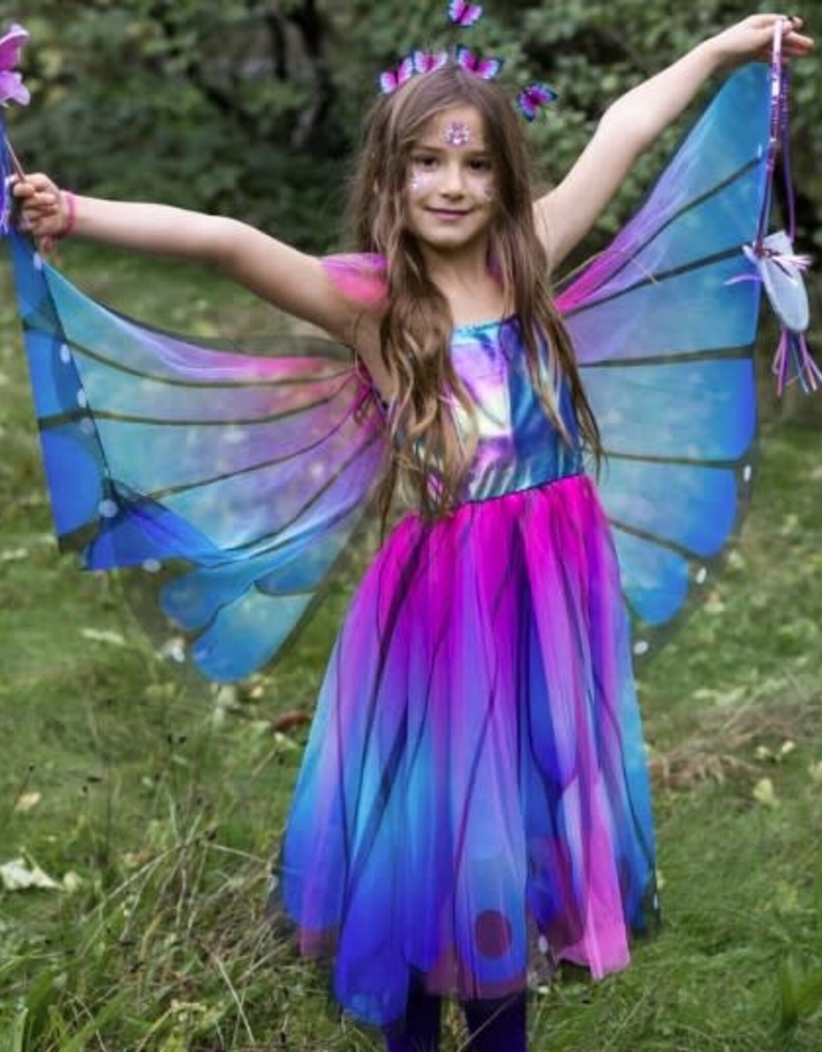 Great Pretenders Butterﬂy Twirl Dress with Wings & Headband, Blue/Purple, Size 3-4