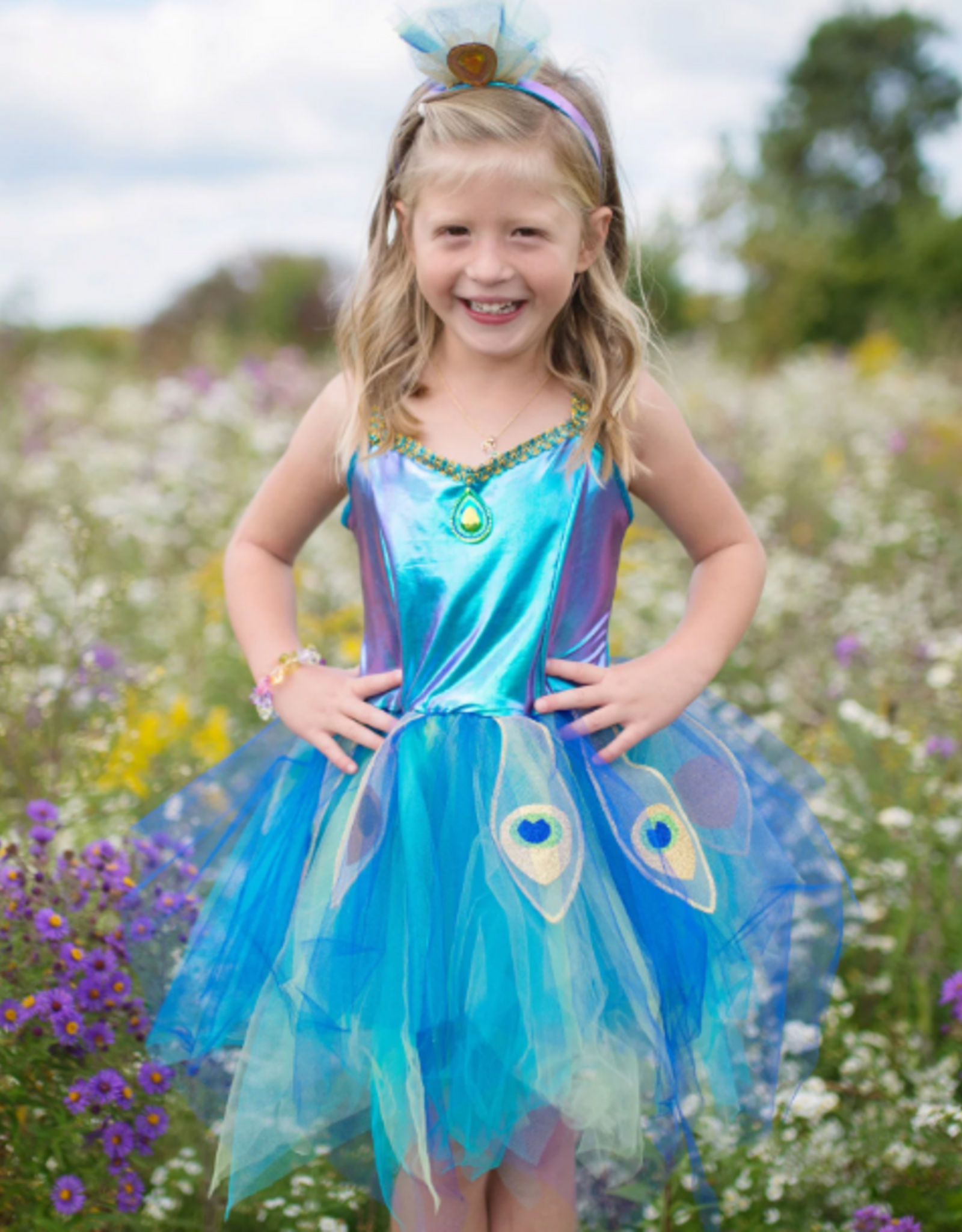 Great Pretenders Pretty Peacock Dress & Headband Size 5-6