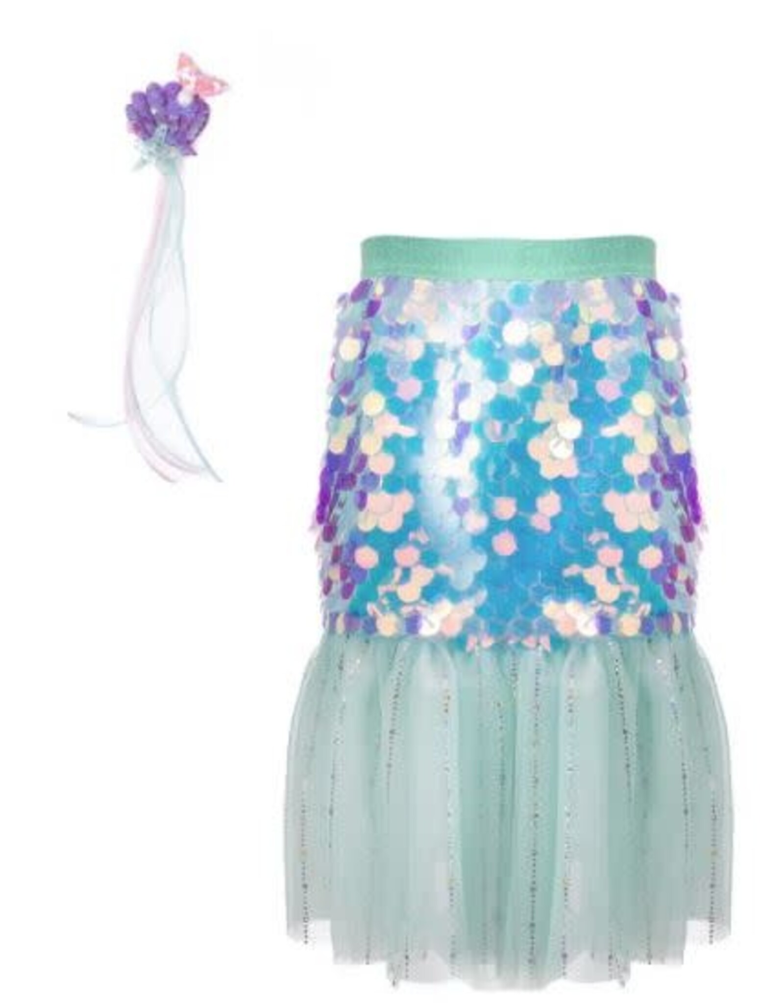Great Pretenders Bling Bling Mermaid Skirt & Hairclip Set Mint, Size 4-6