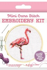 Kikkerland MINI CROSS STITCH EMBROIDERY Kit - FLAMINGO