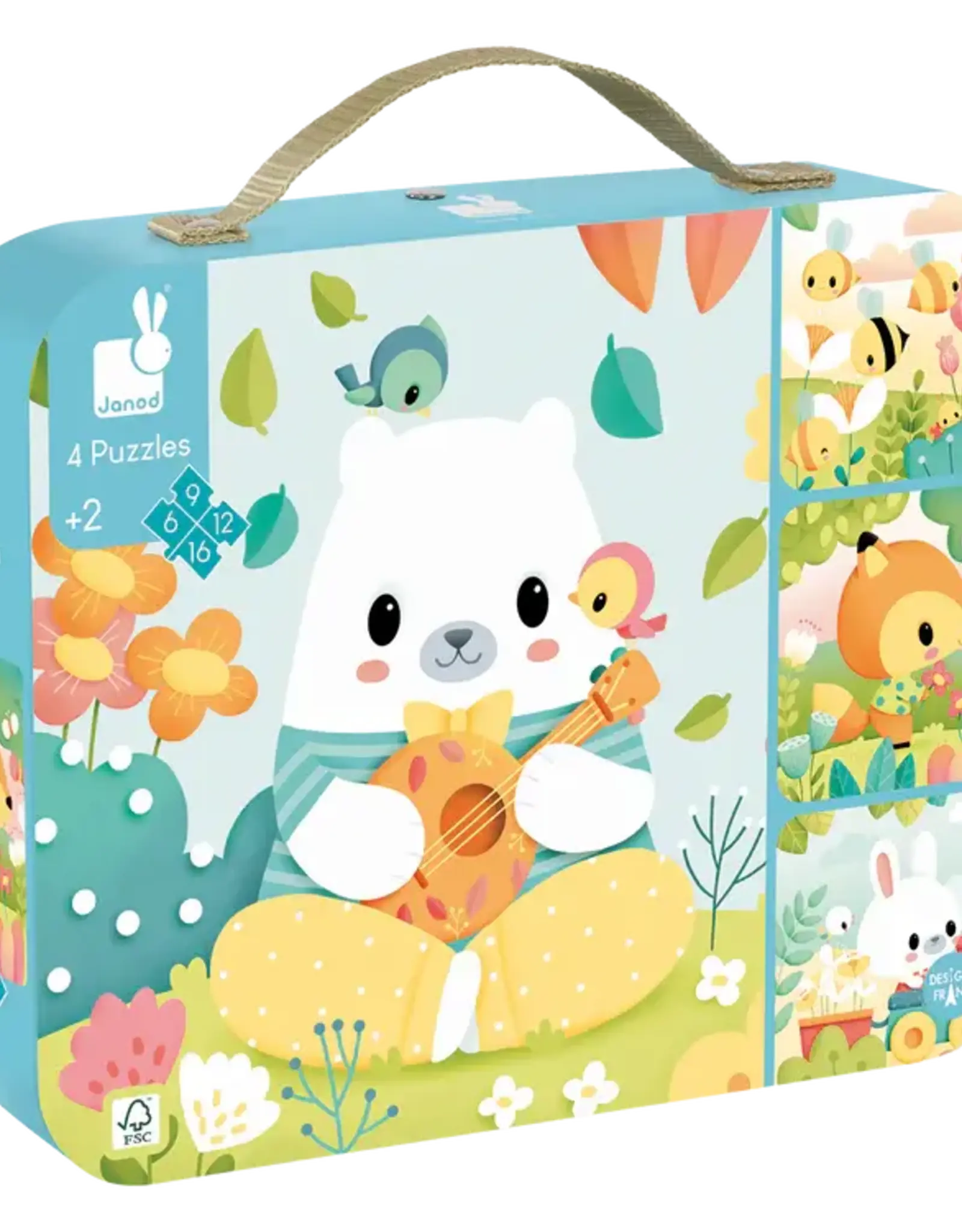 Janod PURE- 4 PUZZLES (6-9-12-16pcs)