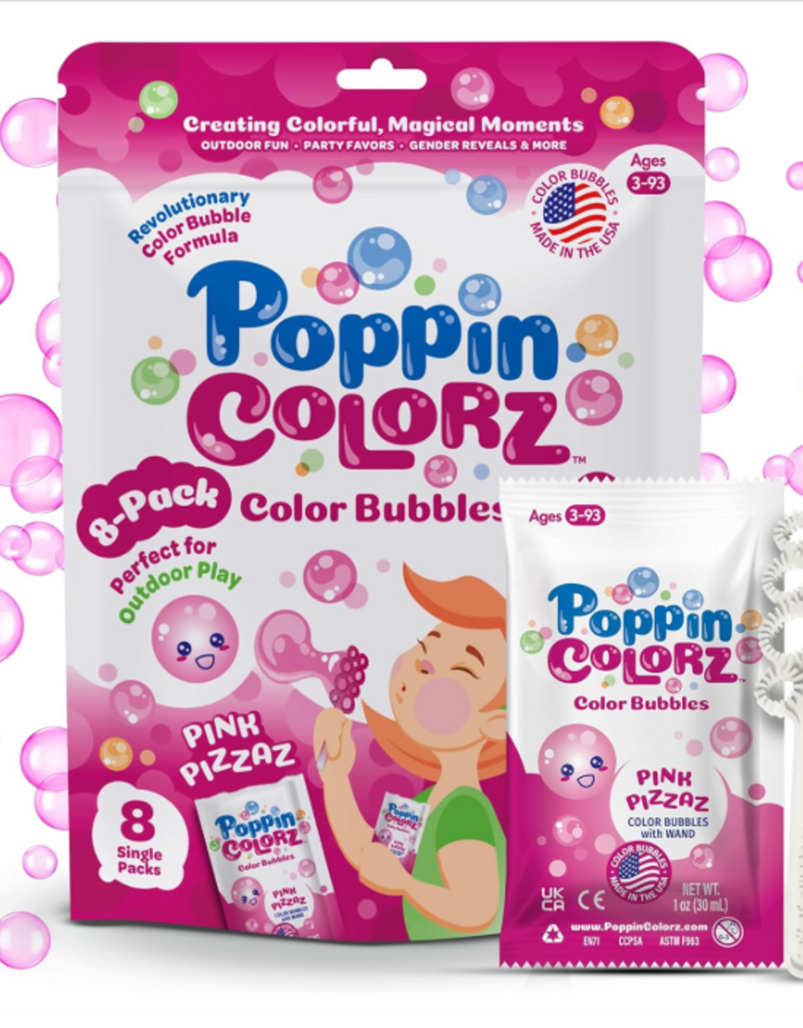 South Beach bubbles + Toys Poppin Colorz Pink Pizzaz 4-pack Refills