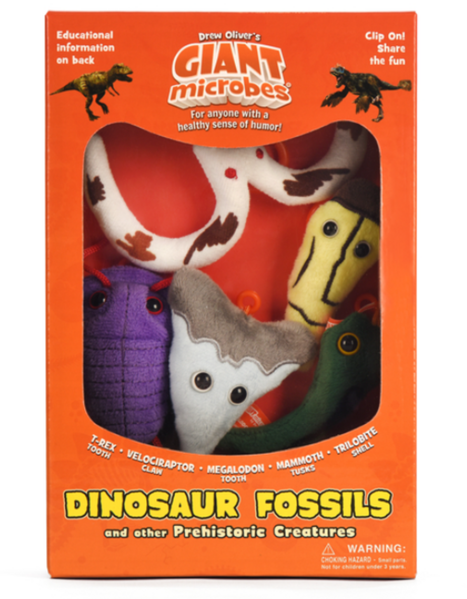 GIANTMicrobes Dinosaur Fossils Mini Plush Clip on Gift Set