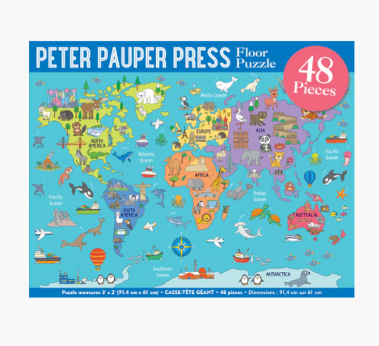 Peter Pauper Press World Map Floor Puzzle - Monkey Mountain Toys & Games