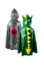 Great Pretenders Reversible Dragon/Knight Cape, Green/Silver, Size 5-6