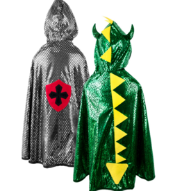 Great Pretenders Reversible Dragon/Knight Cape, Green/Silver, Size 5-6
