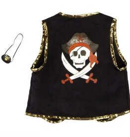 Great Pretenders Pirate Vest & Eye Patch, Black/Red, Size 4-7