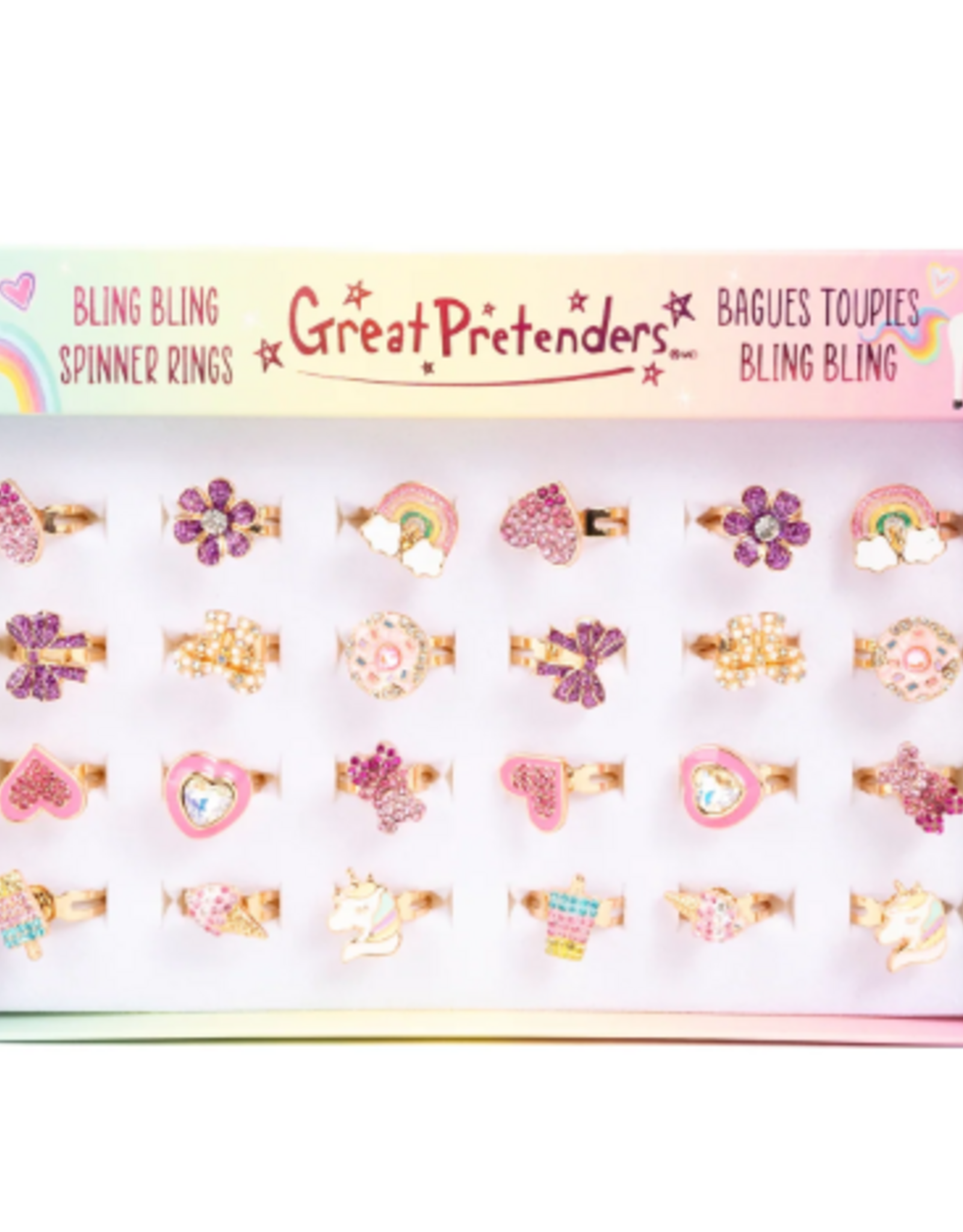 Great Pretenders Bling Bling Spinner Rings, 24pcs, Assorted