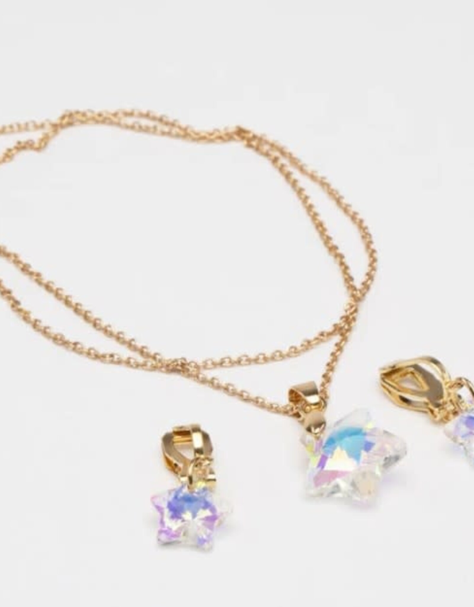 Great Pretenders Boutique Holographic Star NL/Ring Set, NL/Clip On Earrings Set, Assorted