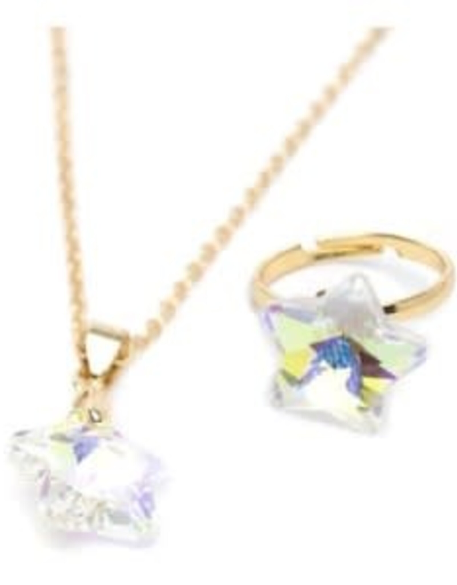 Great Pretenders Boutique Holographic Star NL/Ring Set, NL/Clip On Earrings Set, Assorted