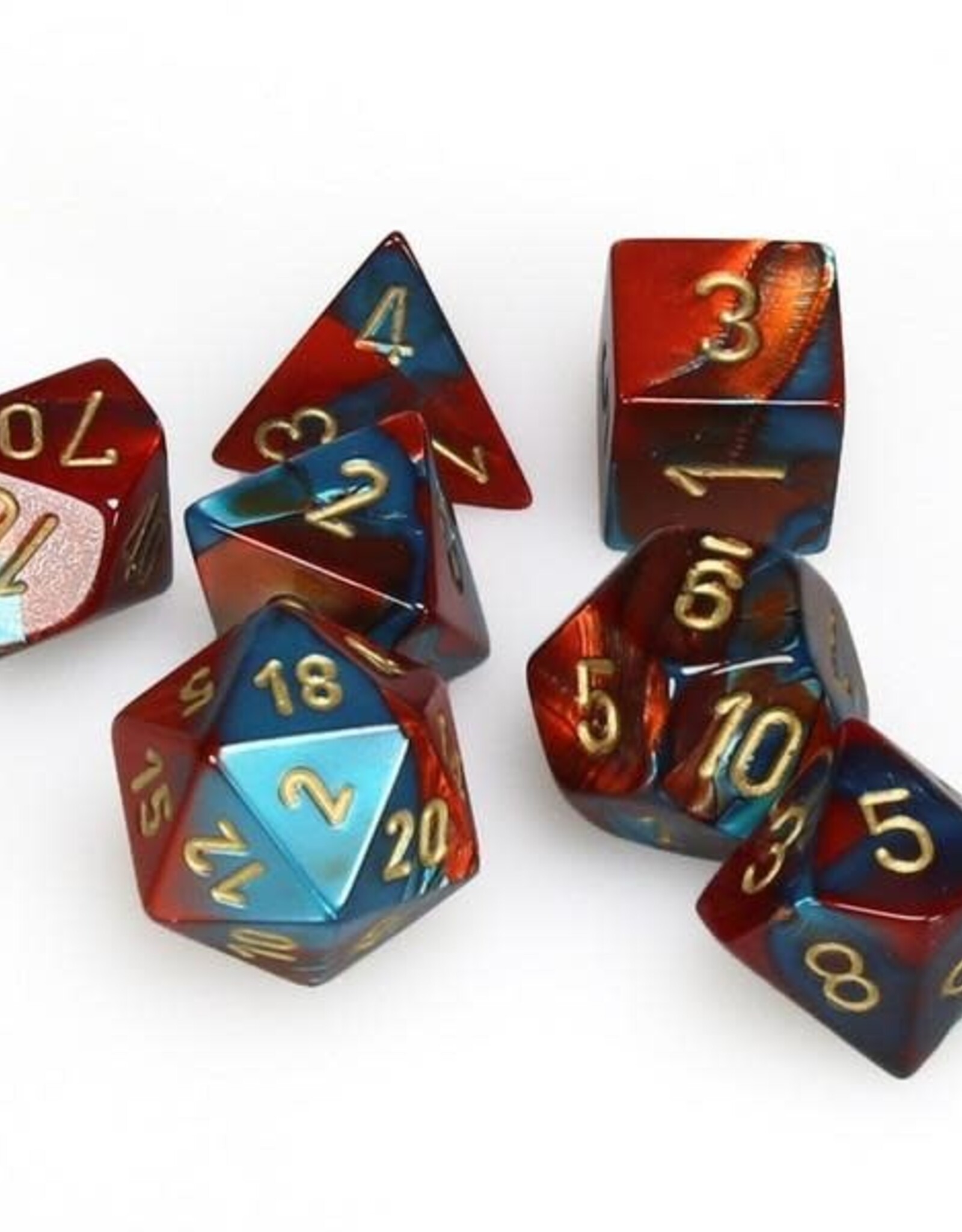 Chessex GEMINI 7-DIE SET RED-TEAL/GOLD POLYHEDRAL
