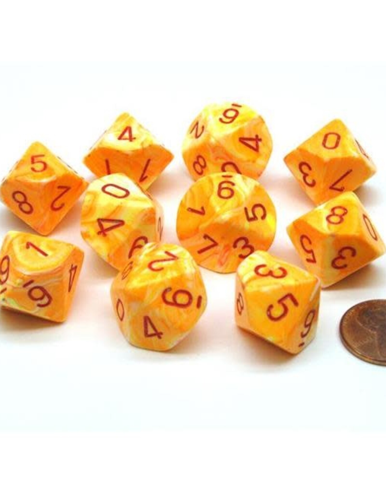 Chessex Dice - 7pc FESTIVE SUNBURST/RED POLYHEDRAL