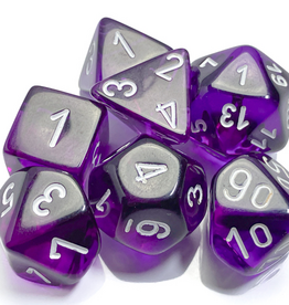 Chessex Dice - 7pc MINI TRANSLUCENT PURPLE/WHITE POLYHEDRAL