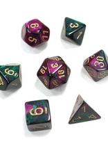 Chessex GEMINI 7-DIE SET GREEN-PURPLE/GOLD POLYHEDRAL