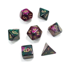Chessex GEMINI 7-DIE SET GREEN-PURPLE/GOLD POLYHEDRAL