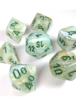 Chessex Dice - 7pc MARBLE GREEN/DARK GREEN POLYHEDRAL