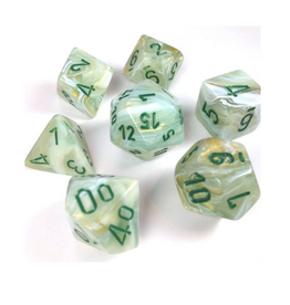Chessex Dice - 7pc MARBLE GREEN/DARK GREEN POLYHEDRAL