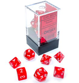 Chessex Dice - 7pc MINI TRANSLUCENT RED/WHITE POLYHEDRAL