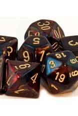 Chessex Dice - 7pc MINI SCARAB BLUE BLOOD/GOLD POLYHEDRAL
