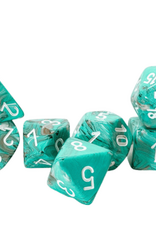 Chessex MARBLE 7-DIE SET MEGA-HEDRAL OXI-COPPER/WHITE POLYHEDRAL