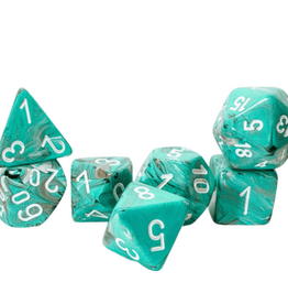 Chessex Dice - 7pc MEGA-HEDRAL MARBLE OXI-COPPER/WHITE POLYHEDRAL