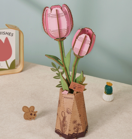 Rolife Wooden Bloom Craft - Pink Tulip