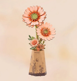 Rolife Wooden Bloom Craft - Light Orange Gerbera