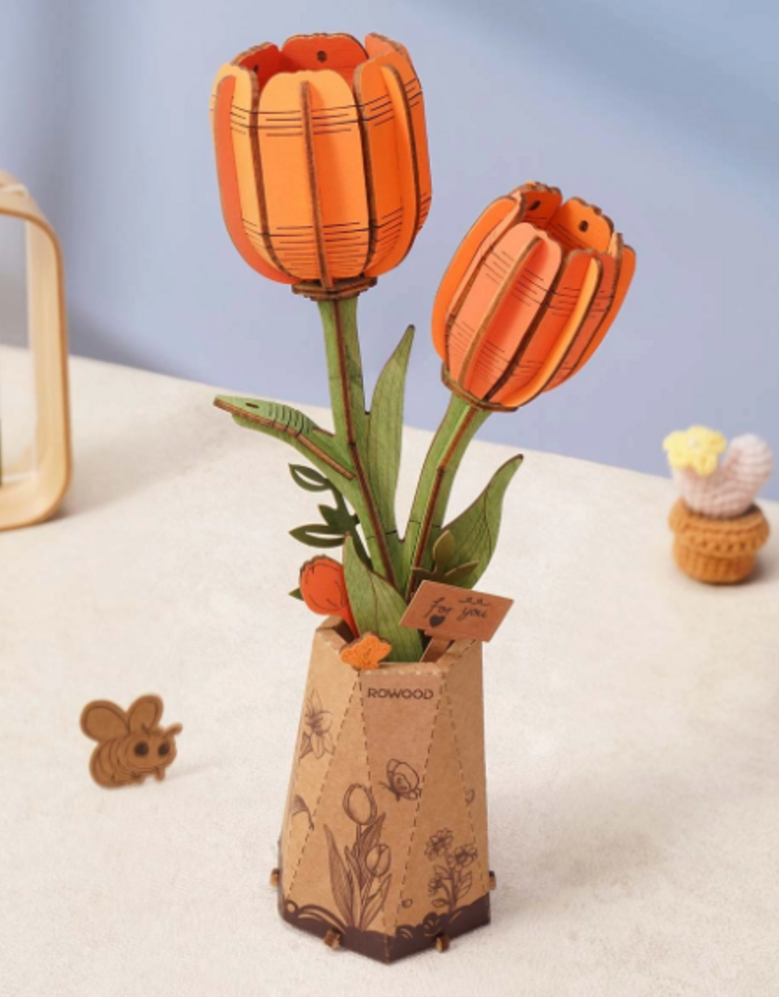 Rolife Wooden Bloom Craft - Orange Tulip