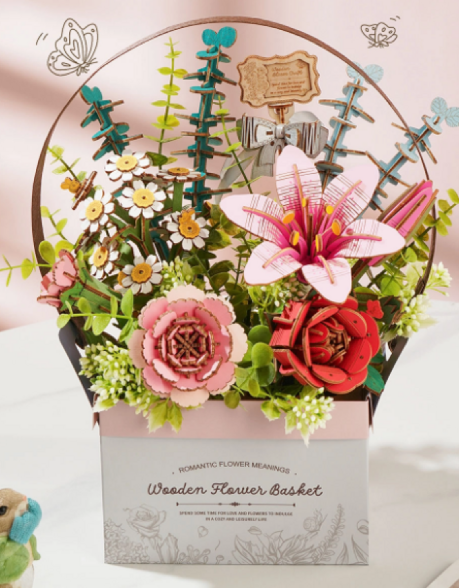 Rolife Wooden Bloom Craft - Flower Basket