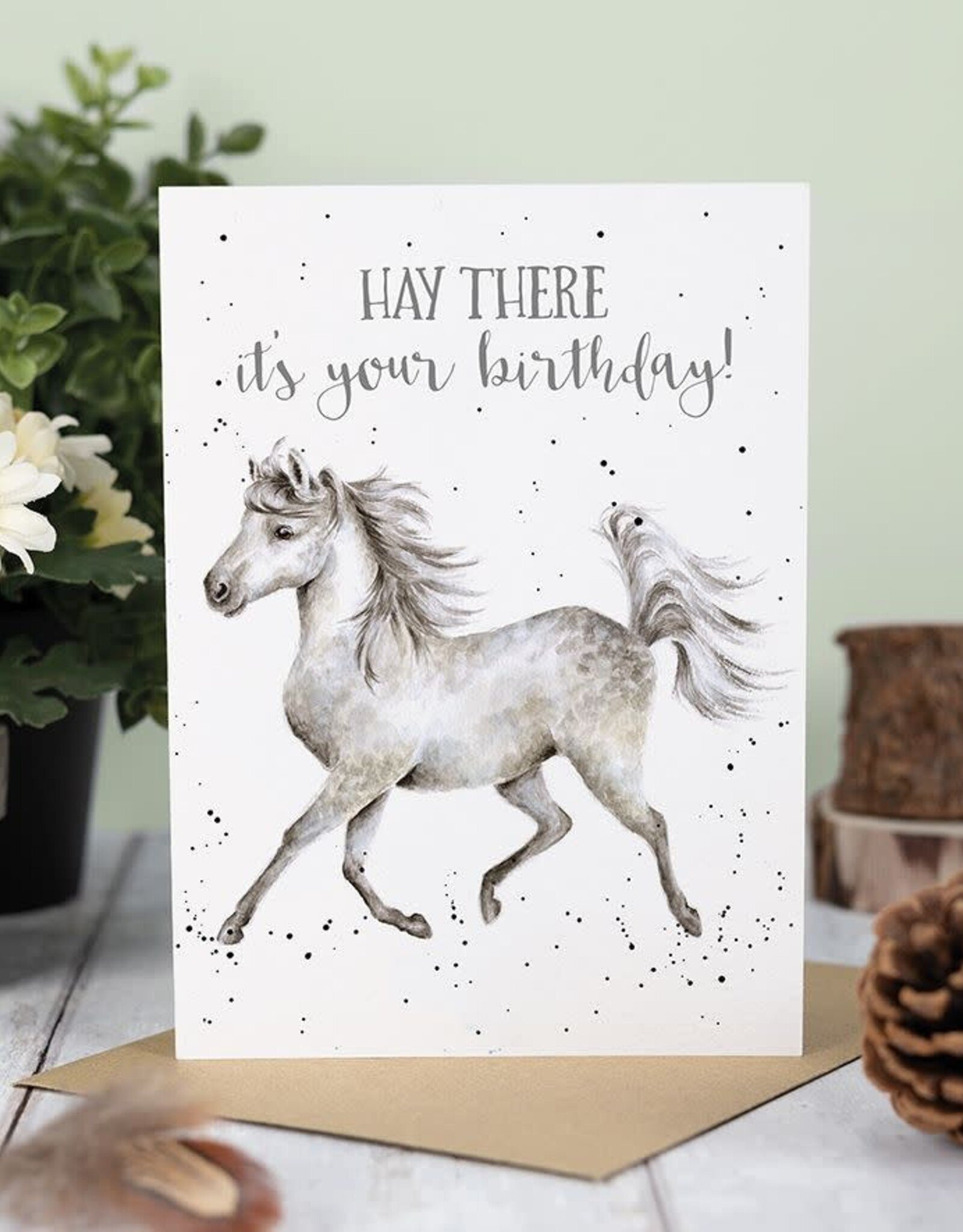 Wrendale Design Cards-Birthday 'Hay There' Horse Single Card