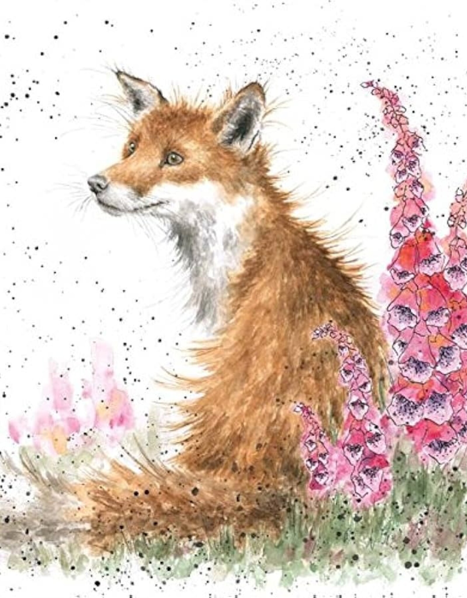 Wrendale Design Card - Foxgloves Gift Card Enclosure