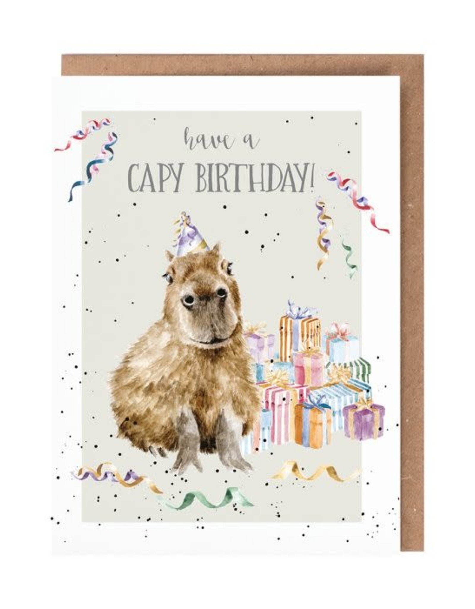 Wrendale Design Cards-Birthday 'The HappyBara' Capybara Single Card