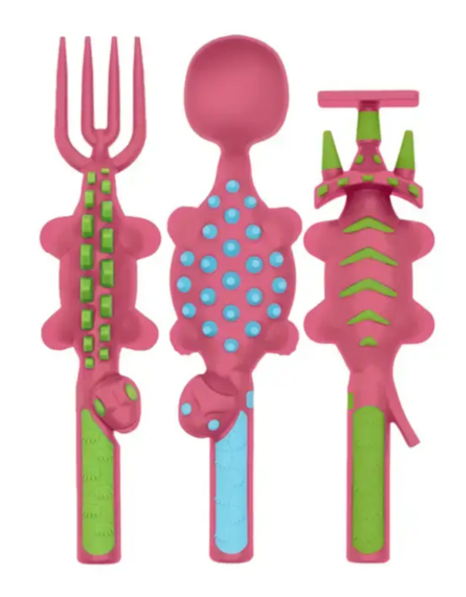Dino Constructive Eating (Pink Clamshell) Utensils Set