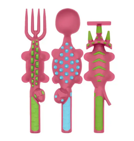 Constructive Eating Dino Constructive Eating (Pink Clamshell) Utensils Set